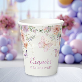 Floral Fairy First Birthday Personalised Paper Cup Pappbecher