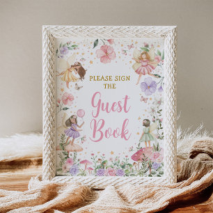 Floral Fairy Garden Birthday Gästebuchunterschrift Poster
