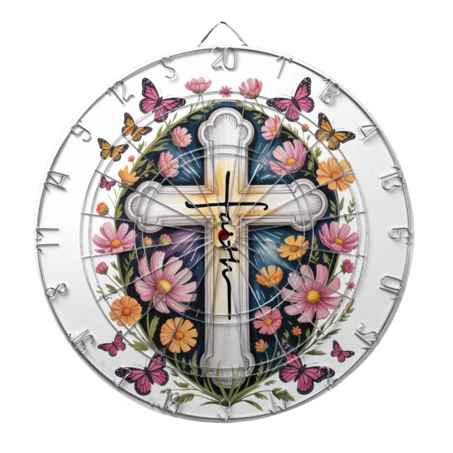 Floral Faith Cross Dartscheibe (vorne)