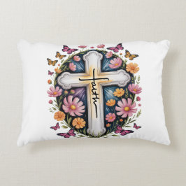 Floral Faith Cross Dekokissen