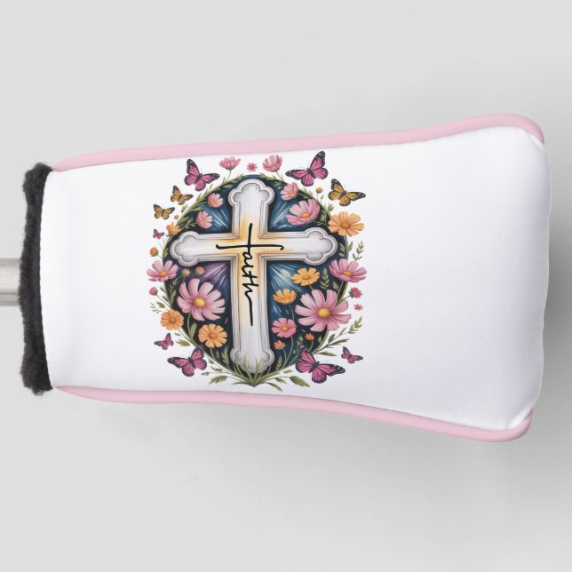 Floral Faith Cross Golf Headcover (Vorderseite)