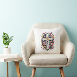 Floral Faith Cross Kissen