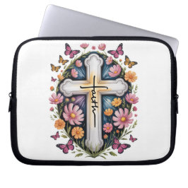 Floral Faith Cross Laptopschutzhülle