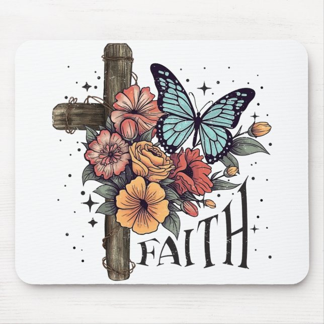 Floral Faith Cross Mousepad (Vorne)
