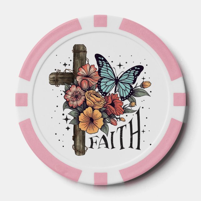 Floral Faith Cross Pokerchips (Vorderseite)