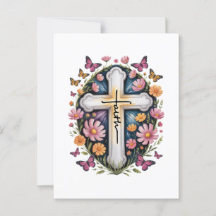 Floral Faith Cross Postkarte