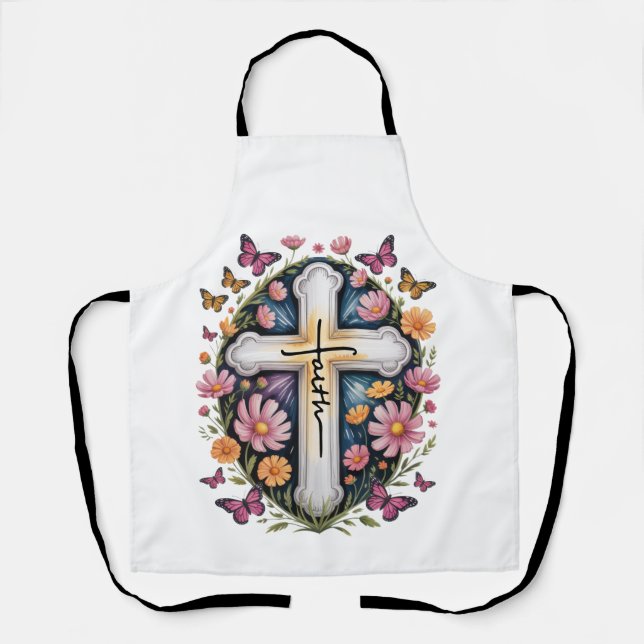 Floral Faith Cross Schürze (Vorderseite)