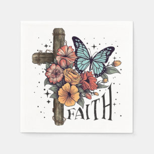 Floral Faith Cross Serviette