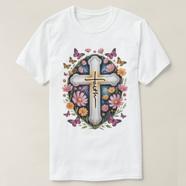 Floral Faith Cross T-Shirt (Design vorne)