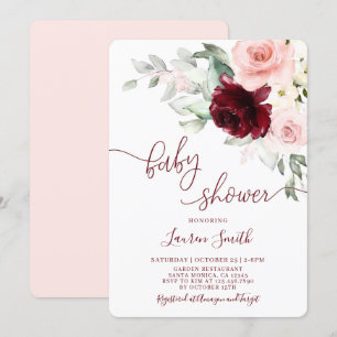 Floral Fall Burgundy Blush Kinderdusche Einladung