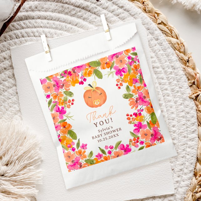 Floral Fall cute little pumpkin baby shower Geschenktütchen (Floral Fall cute little pumpkin baby shower Favor Bag)