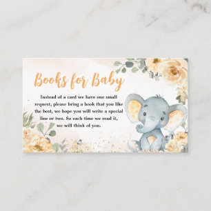 Floral Fall Elephant Babydusche Bücher für Baby Begleitkarte