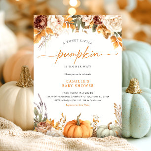 Floral Fall Kleine Pumpkin Baby Dusche Einladung