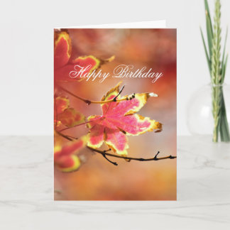 Floral Fall Leaves "Birthday" Karte
