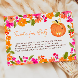 Floral Fall niedliche Kürbisbücher für Babydusche Begleitkarte