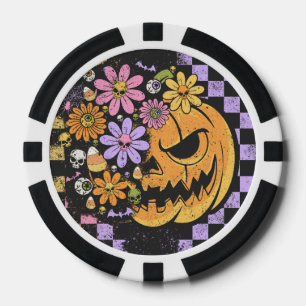 Floral Fall Pumpkin Halloween Pokerchips