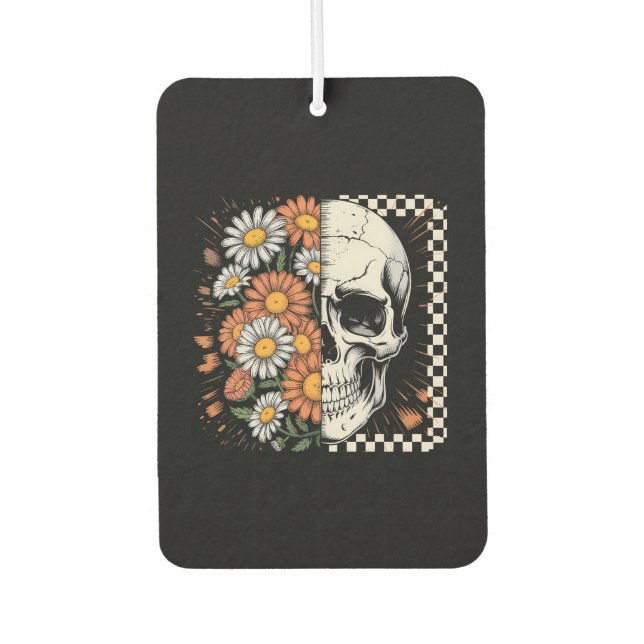 Floral Fall Skeleton Boho Halloween Autolufterfrischer (Vorderseite)