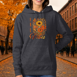 Floral Fall Vibes-Gold skizzierte moderne Typograf Hoodie