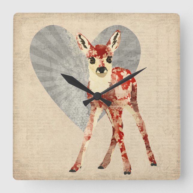 Floral Falock Quadratische Wanduhr (Vorderseite)