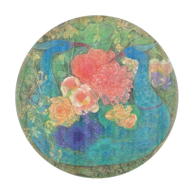 Floral Fantasia: Peacocks in Bloom Schneidebrett (Vorderseite)