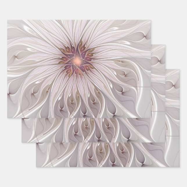 Floral Fantasy, Abstract Modern Pastel Flower Geschenkpapier Set (Set)