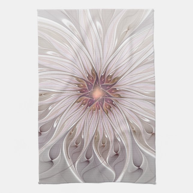 Floral Fantasy, Abstract Modern Pastel Flower Geschirrtuch (Vertikal)
