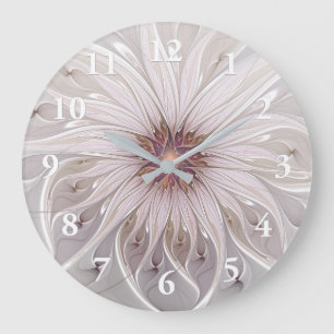 Floral Fantasy, Abstract Modern Pastel Flower Große Wanduhr