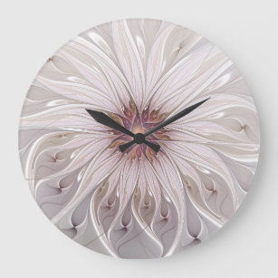 Floral Fantasy, Abstract Modern Pastel Flower Große Wanduhr