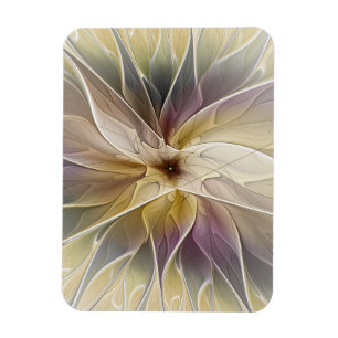 Floral Fantasy Gold Aubergine Abstract Fractal Art Magnet