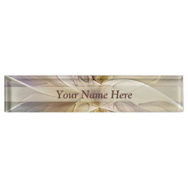 Floral Fantasy Gold Eggue Abstrakte Kunst Text Namensplakette