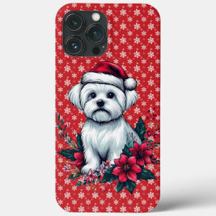 Floral festlicher maltesischer Hund mit Weihnachts Case-Mate iPhone Hülle