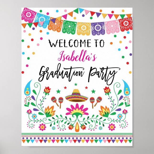Floral Fiesta Graduierungsparty Begrüßungsuntersch Poster (Vorne)