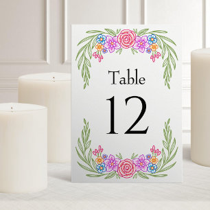 Floral Fiesta Mexican Vivid Wedding Tischnummer
