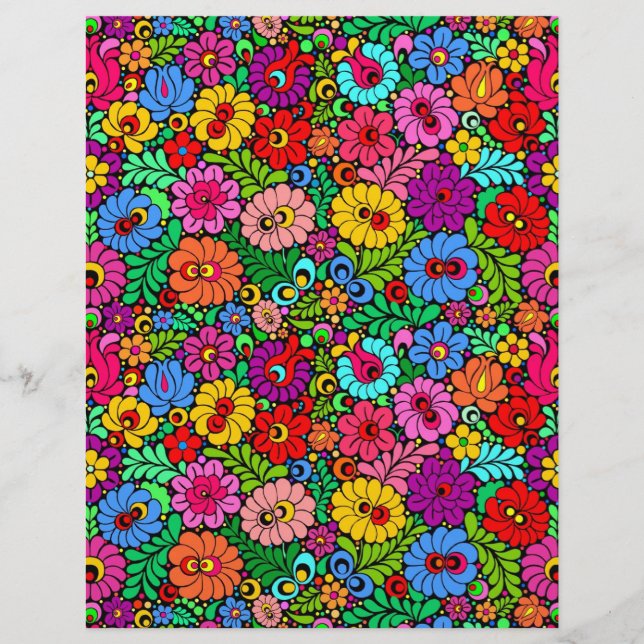 Floral Fiesta Scrapbook Paper 8.5x11 (Vorderseite)