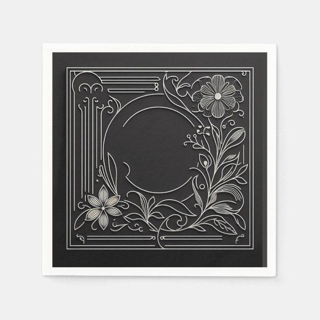 Floral Filigree Frame Serviette (Vorderseite)
