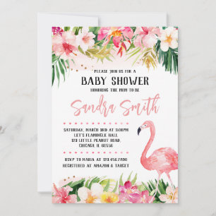 Floral Flamingo Baby Dusche Einladung