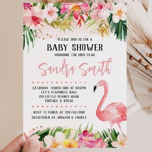 Floral Flamingo Babyparty Einladung