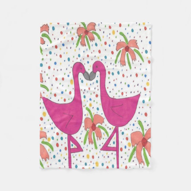 Floral Flamingo Fiesta Fleecedecke (Vorderseite)