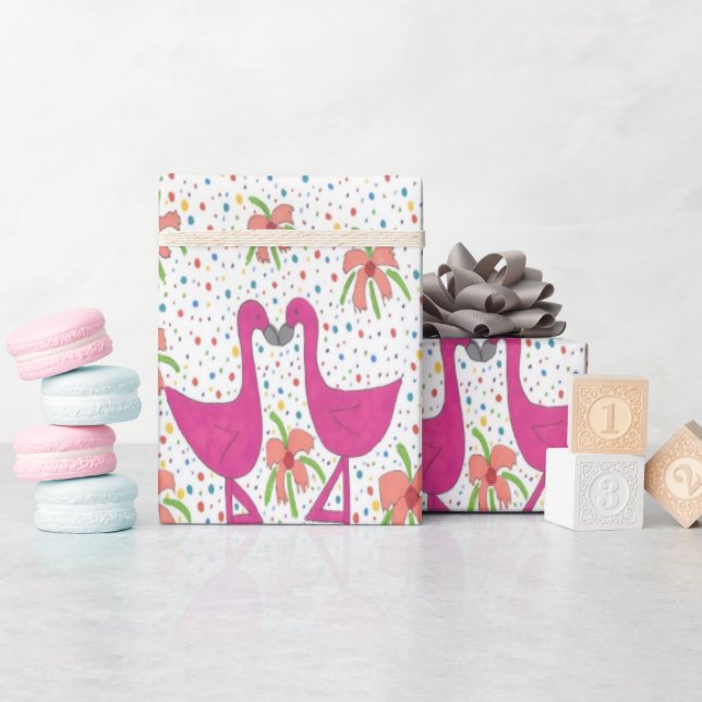 Floral Flamingo Fiesta Geschenkpapier (Babyparty)
