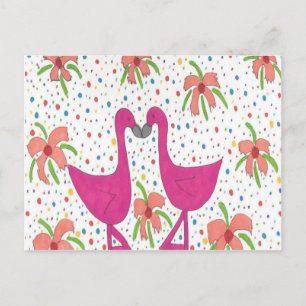 Floral Flamingo Fiesta Postkarte