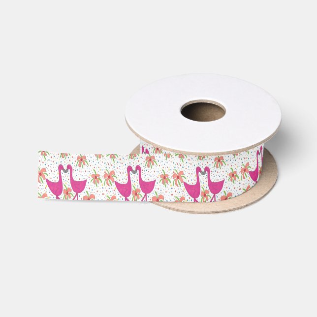 Floral Flamingo Fiesta Satinband (Spule)