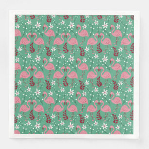 Floral Flamingo nahtloses Muster rosa grün Serviette