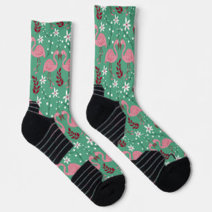 Floral Flamingo nahtloses Muster rosa grüne Wrappi Socken