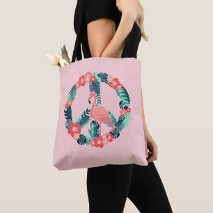 Floral Flamingo Peace Sign Niedlich Pink
