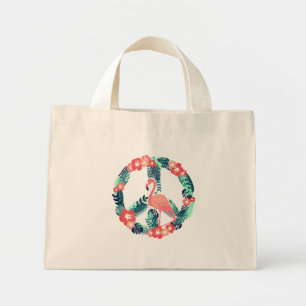 Floral Flamingo Peace Signature Niedlich Pink Wome Mini Stoffbeutel