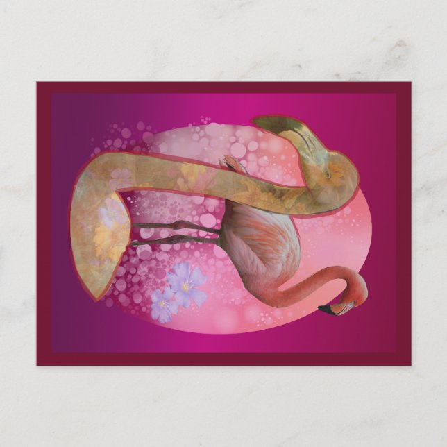Floral Flamingo Postkarte (Vorderseite)