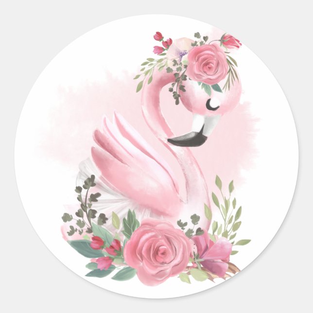 Floral Flamingo Stickers (Vorderseite)
