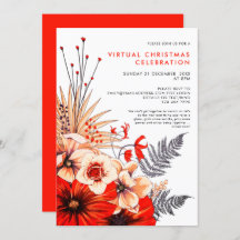 Floral Foliage Berries Virtual Christmas Party