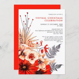 Floral Foliage Berries Virtual Christmas Party Einladung