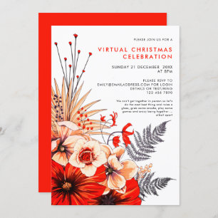 Floral Foliage Berries Virtual Christmas Party Einladung